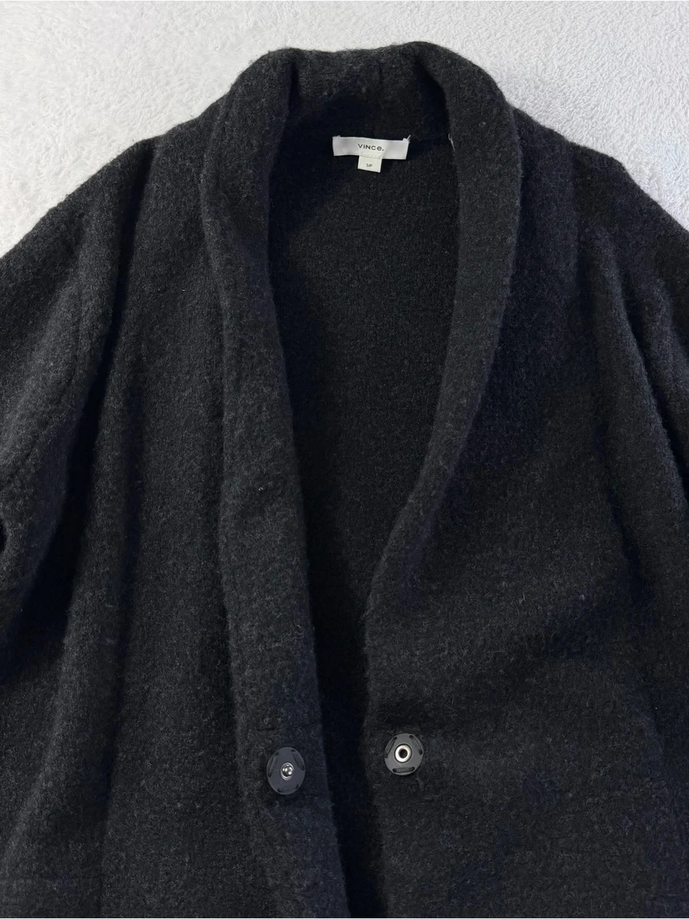 Vince Collar Cardigan Coat Merino Wool Alpaca Black S Relaxed Oversized Charcoal